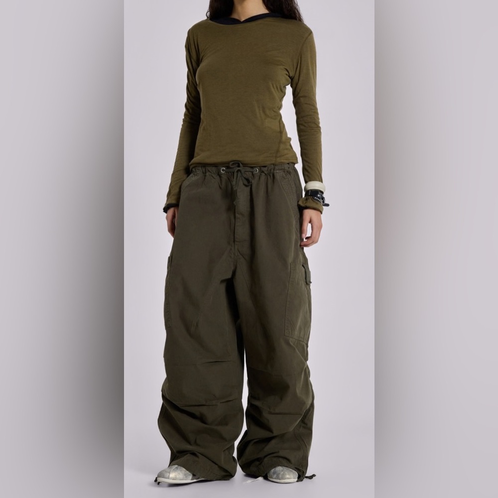 jaded london Men's Olive Parachute Pants